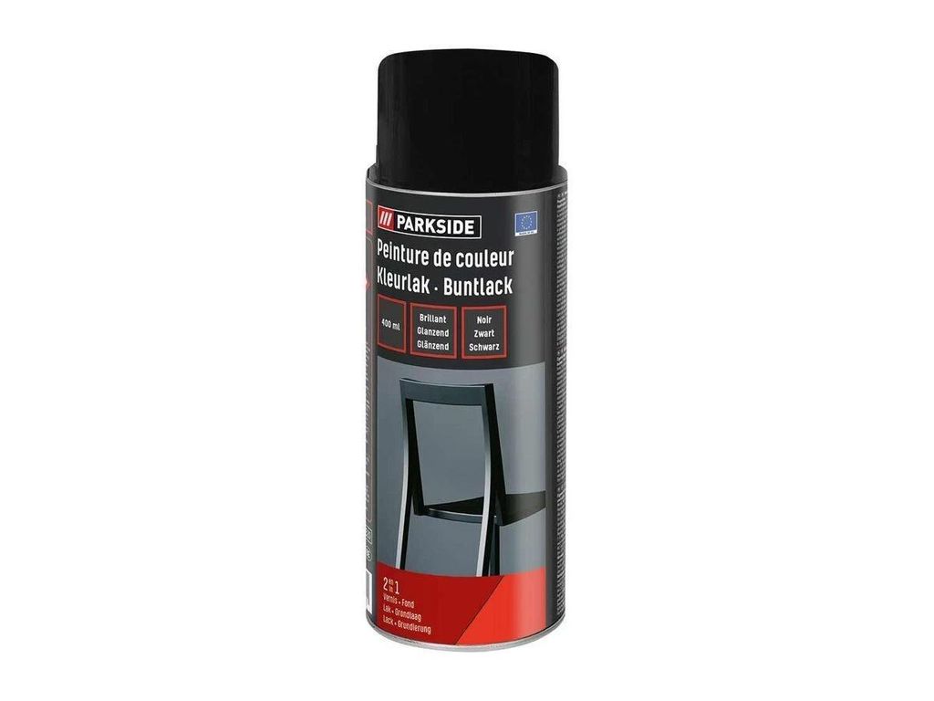 400ml Buntlack SCHWARZ Glänzend Farbspray Sprühdose Spraydose 2in1 Lack-Grundierung PARKSIDE