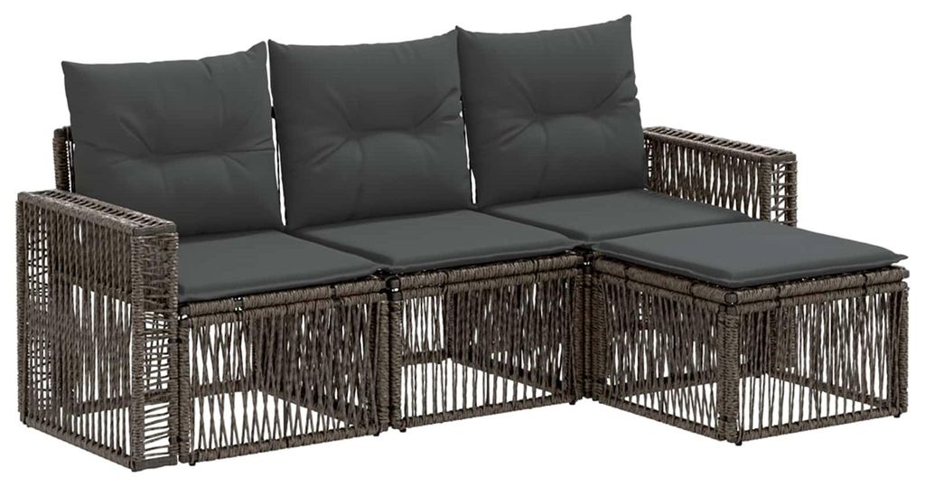 vidaXL Gartensofa-set 4 pcs Grau und Dunkelgrau Poly-Rattan