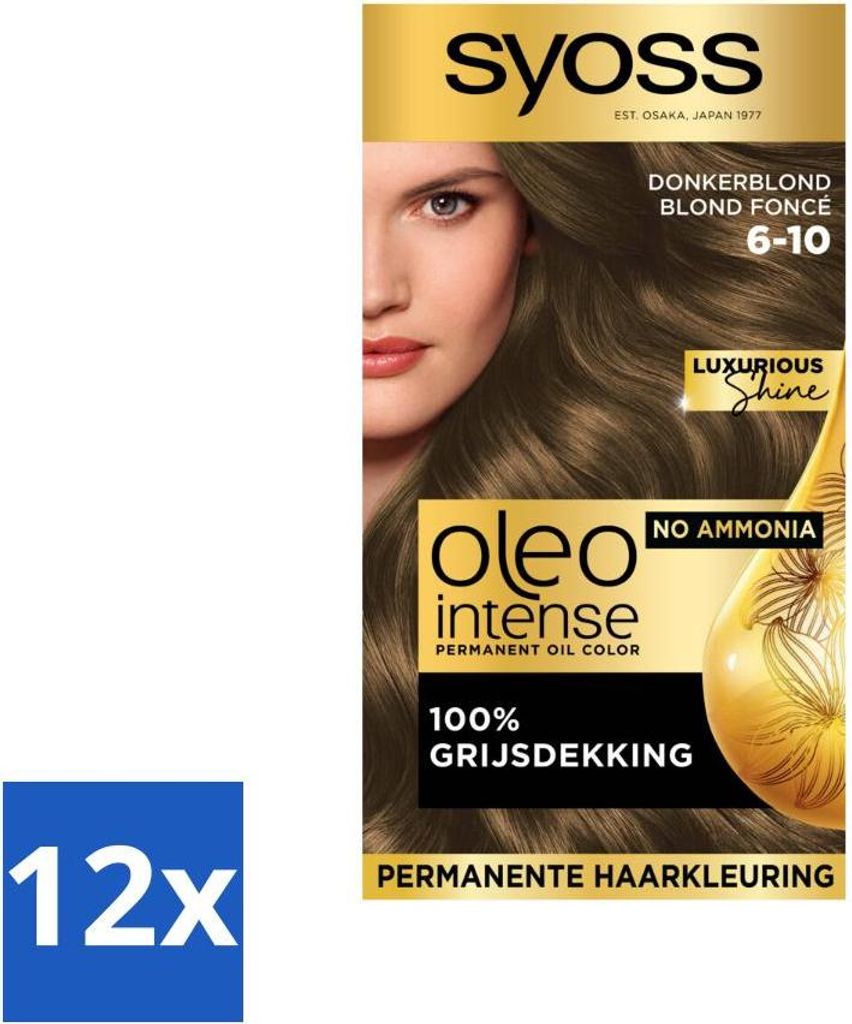 SYOSS - Oleo Intense 6-10 - Haarfarbe - Permanente Haarfärbung - Dunkelblond - Langanhaltende Farbe - Vorteilspack - 12 Stücke