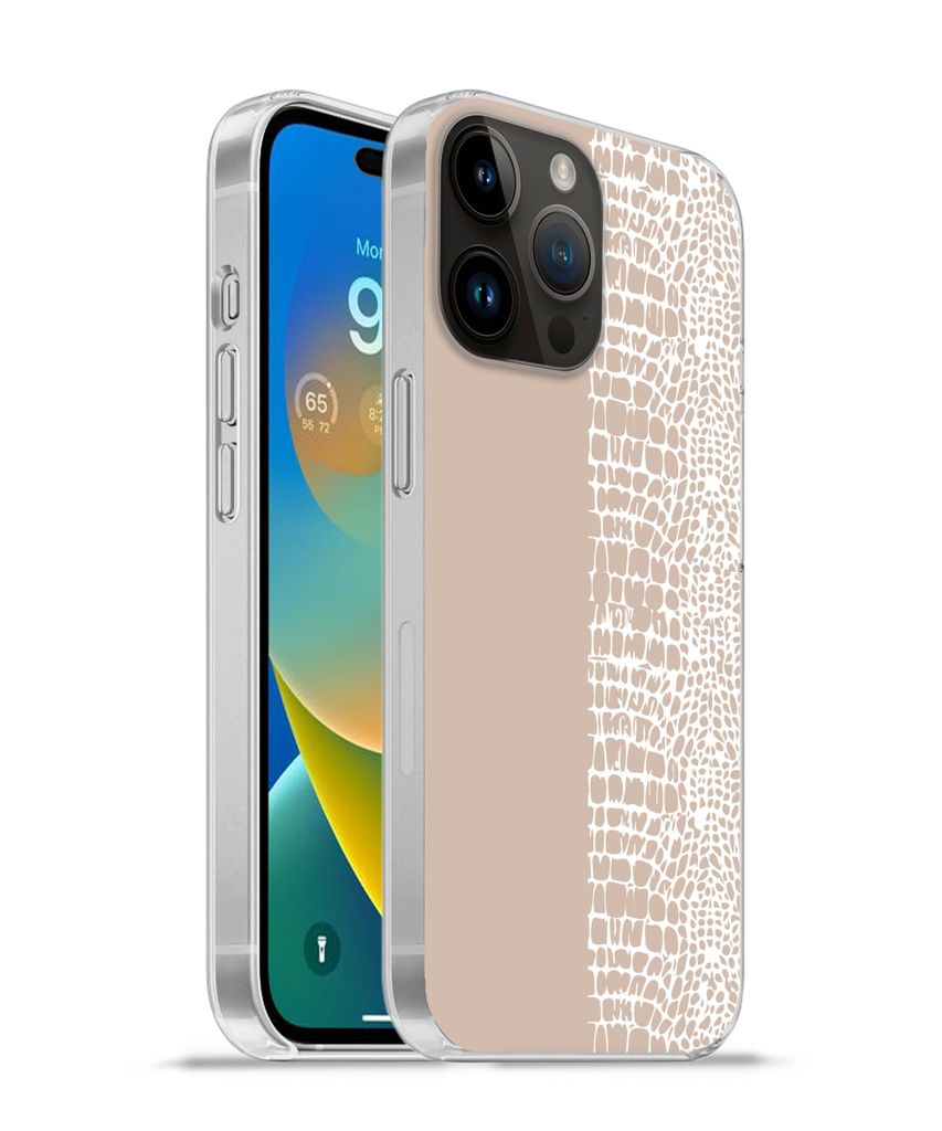 MuchoWow Handyhülle Schutzhülle Hülle für Apple iPhone 14 Pro - Softcase Schlange - Design - Rosa Silikon Softcase Handy Hülle - Umschlag