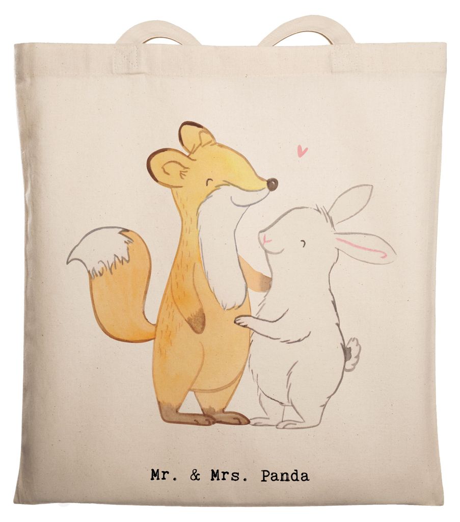Mr. & Mrs. Panda Tote Bag Fuchs Hase Freunde treffen - Transparent - Geschenk, Jutebeutel, Einkaufstasche, Stoffbeutel, Tasche, Beutel