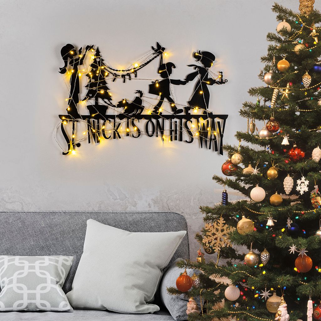 Wallity, XMASBLACK - 011, Wandskulptur, Schwarz, 100 % METALL, 70 x 47 cm