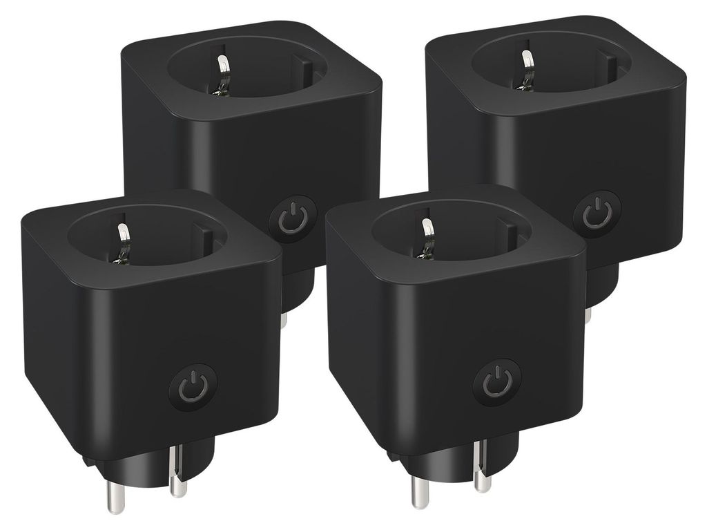 Ledvion - 4er set, Smart WLAN Steckdose, 16A, Schwarz, Smart Home WiFi Steckdose, mit Stromverbrauch Messen, Zeitplan, Funktioniert mit Alexa, Goog...