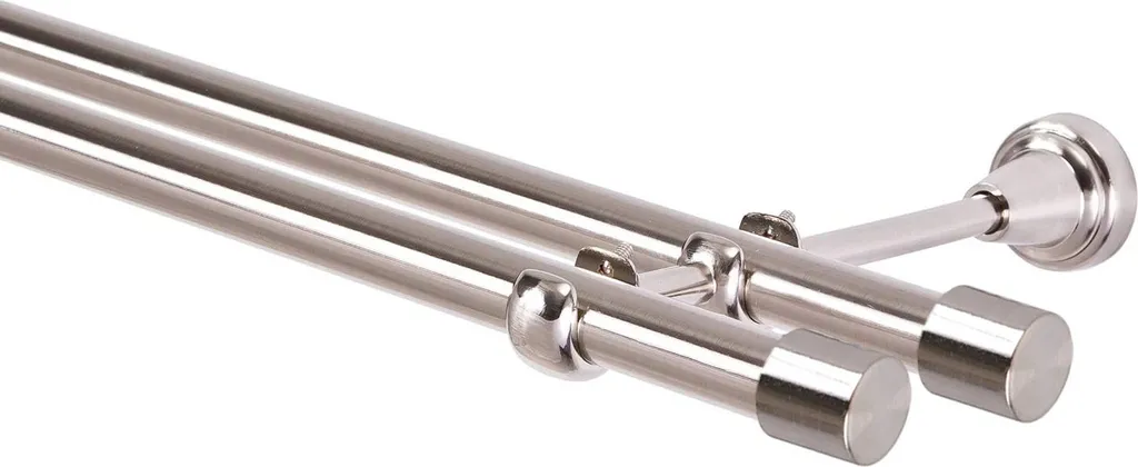 InCasa Bastone per Tende 20 mm, L. 140 cm in Acciaio Satinato – Completo
