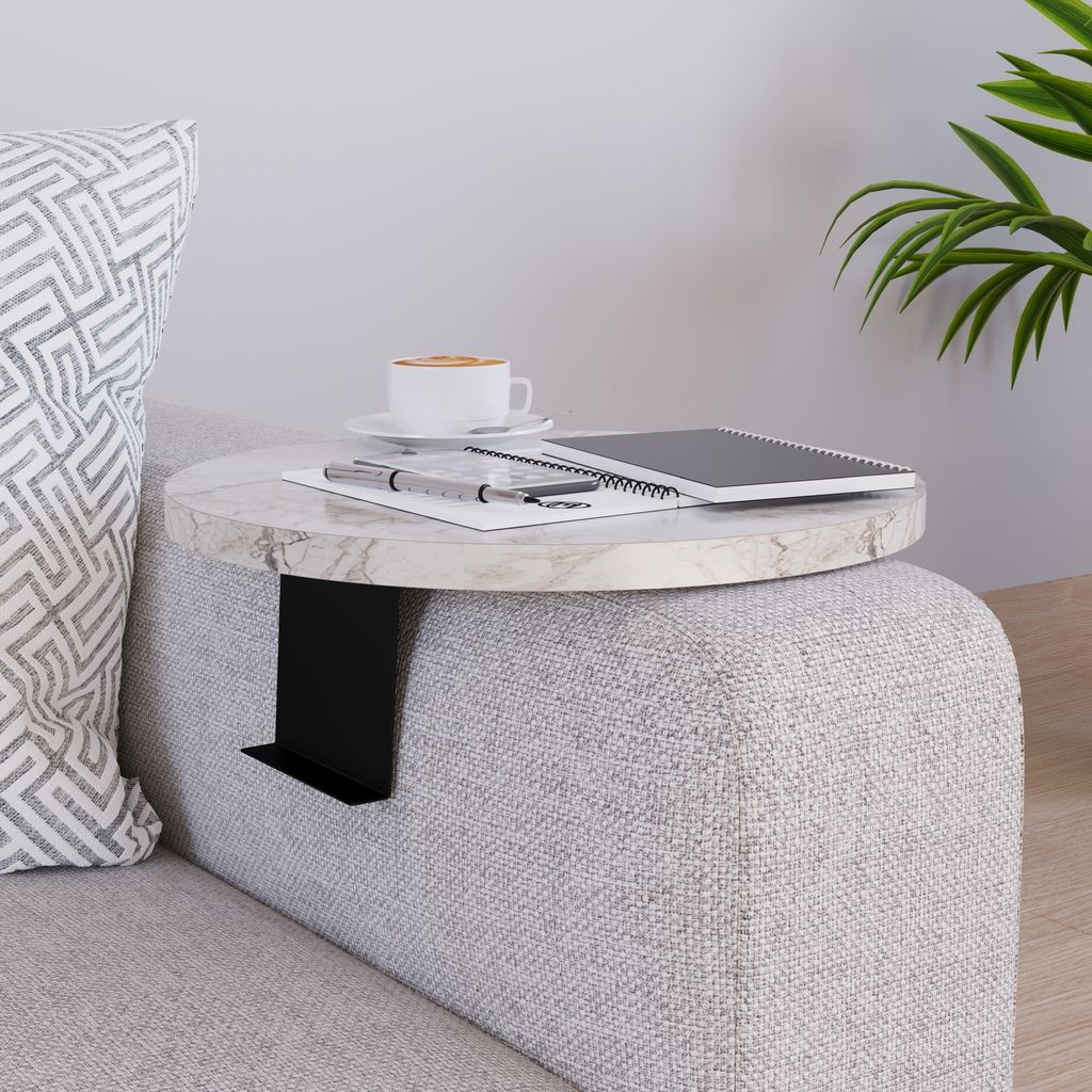 Couchtablett ‘Kuleskyd’ verstellbar Ø34 cm Metallhalterung Produktbild 
