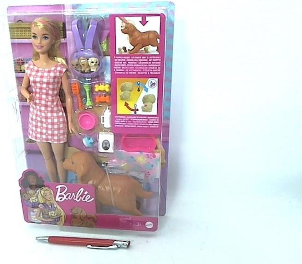 Barbie Puppe (blond) mit Hund & Welpen, Set inkl. Zubehör Produktbild 