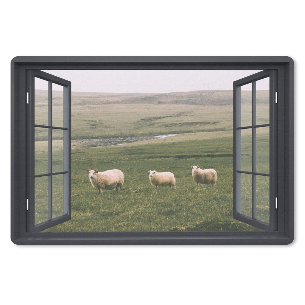 MuchoWow Mauspad Mousepad Durchblick - Gras - Schafe 27x18 cm - Mousepads - Maus Mat - Pad - Mausunterlage - Büroartikel - Desk Matten