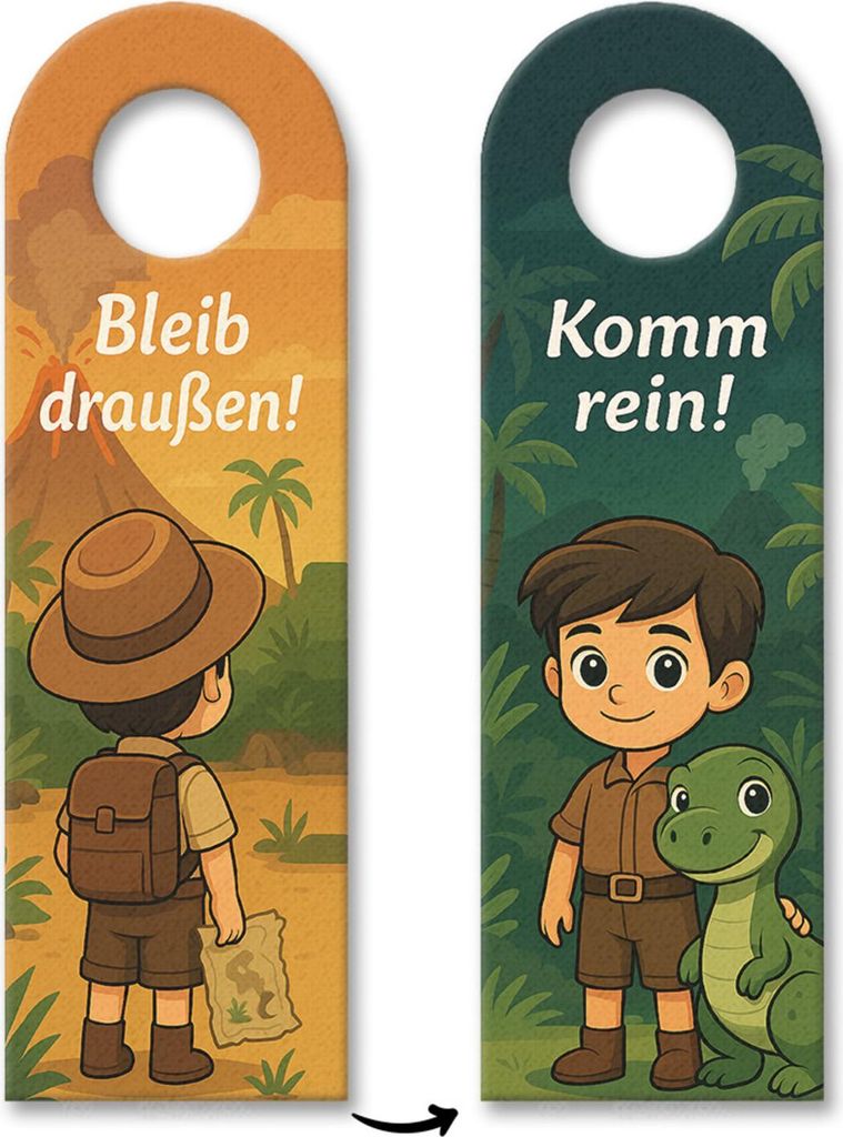 Abenteuer Entdecker Vulkan Dinosaurier Bleib draußen! Komm rein! Türhänger