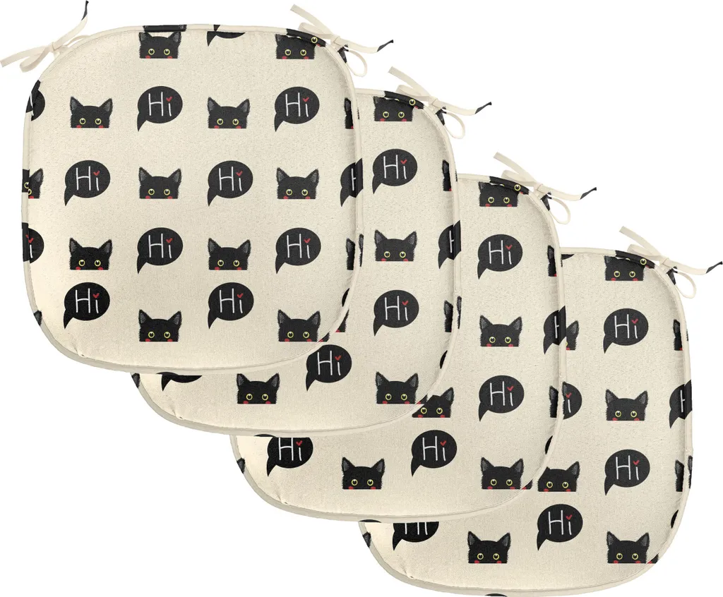 Coussins de Chaise Anti-Glisse et Anti-Taches Lot de 4 Noir et Ivoire