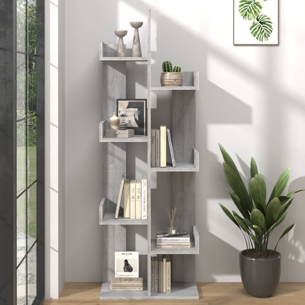 vidaXL Bücherschrank 48x25,5x140 cm Grau Sonoma Holzwerkstoff - Bücherschrank - Bücherschränke - Bücherregal - Buchorganisator
