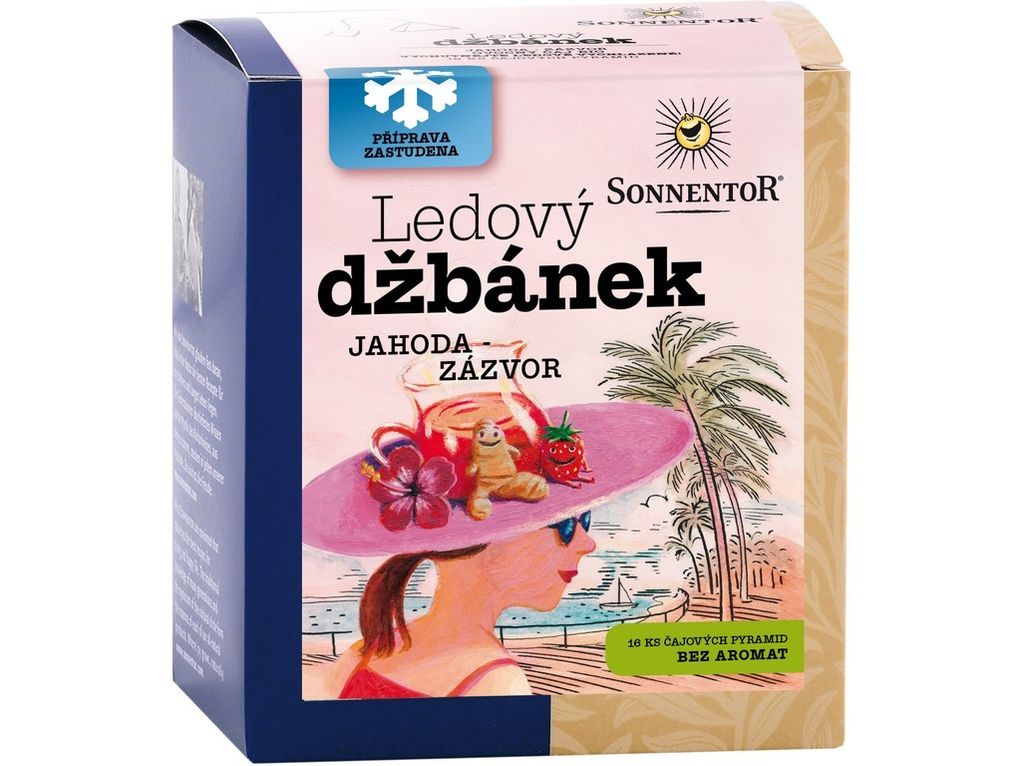 Ledový džbánek Jahoda-zázvor  ovocný čaj BIO 45 g SONNENTOR Obrázek produktu 