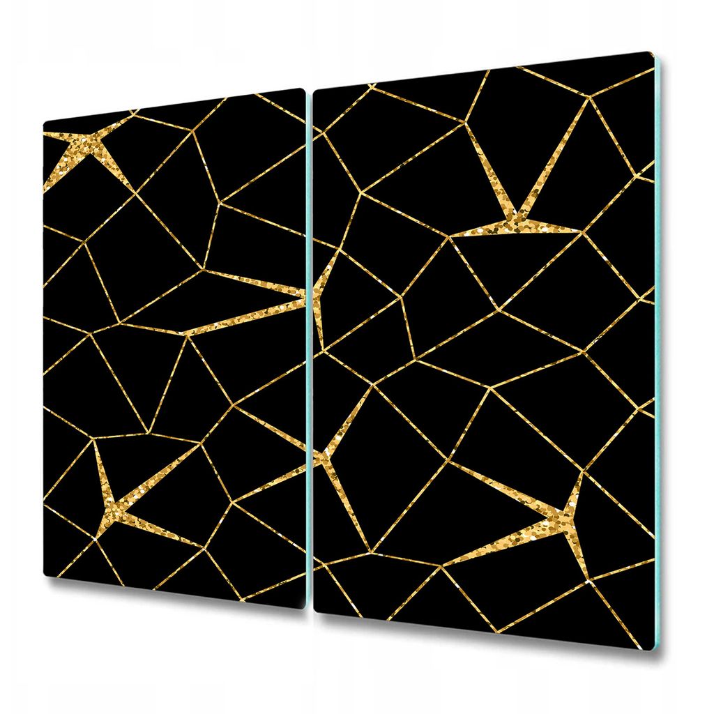 Küchenschneidebrett - Glasschneidebrett - Herdabdeckung - Mosaik Gold Schwarz