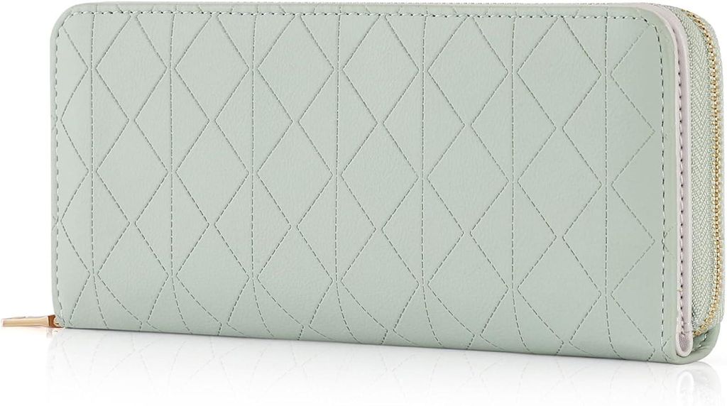 Damen Geldbörse groß aus Leder, Langformat Portemonnaie mit Reißverschluss & Druckknopf, viele Fächer, Kartenhalter, Münzfach, stylisches Acce...