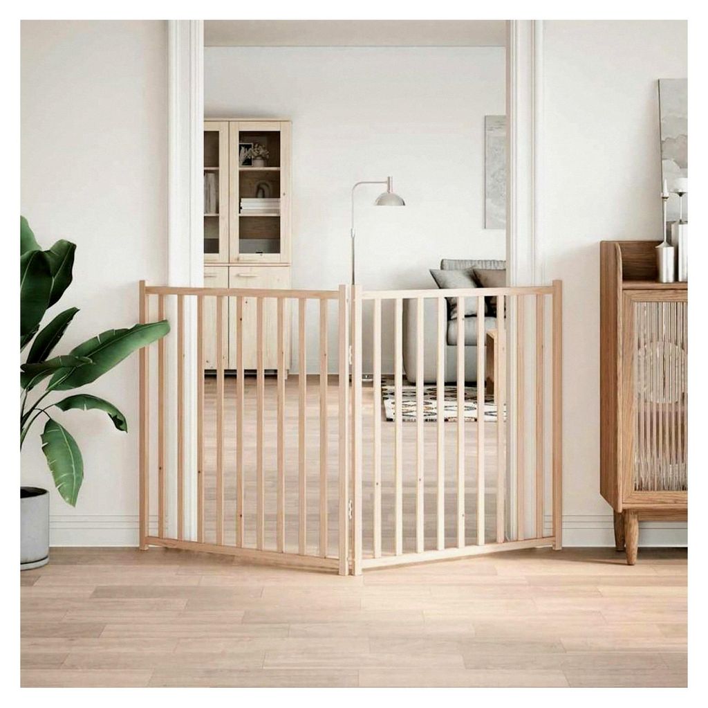 2-teiliges faltbares Hundetor aus massivem Tannenholz, freistehendes Hundegitter für Türen, Treppen und Flure