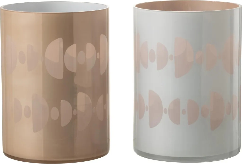 Duo de Lanternes Croissants de Lune J-Line en Verre Large Mixte