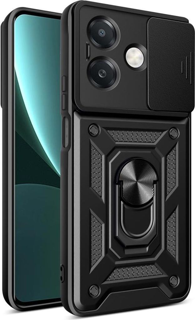 OPPO A40 / A40m / A60 5G Hülle - Coverup Armor Ring Ständer Back Cover mit Kamera Schutz - Schwarz