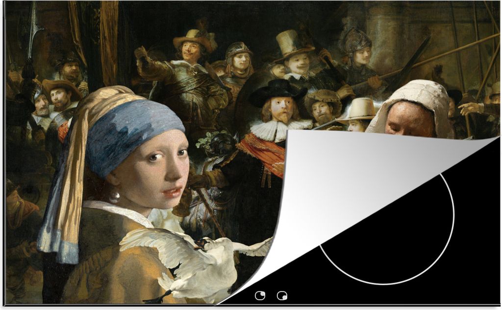 KitchenYeah Herdabdeckplatte Malerei - Alte Meister - Schwan , 81x52cm, Küche Deko, Glaskeramikfeld Herdabdeckung, Abdeckplatte fùr Kochfeld