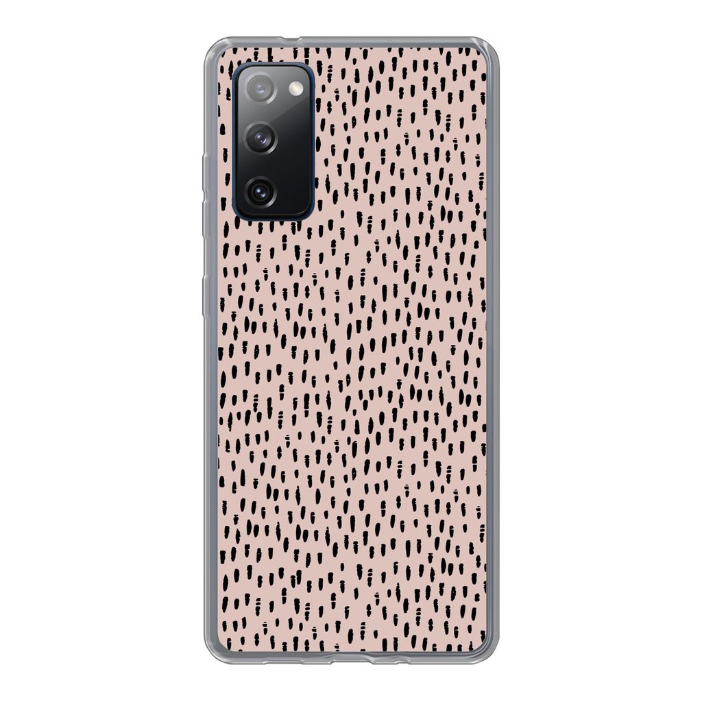 MuchoWow Handyhülle Schutzhülle Hülle für Samsung Galaxy S20 FE Polka dots - Rosa - Schwarz Silikon Softcase Handy Hülle - Abdeckung