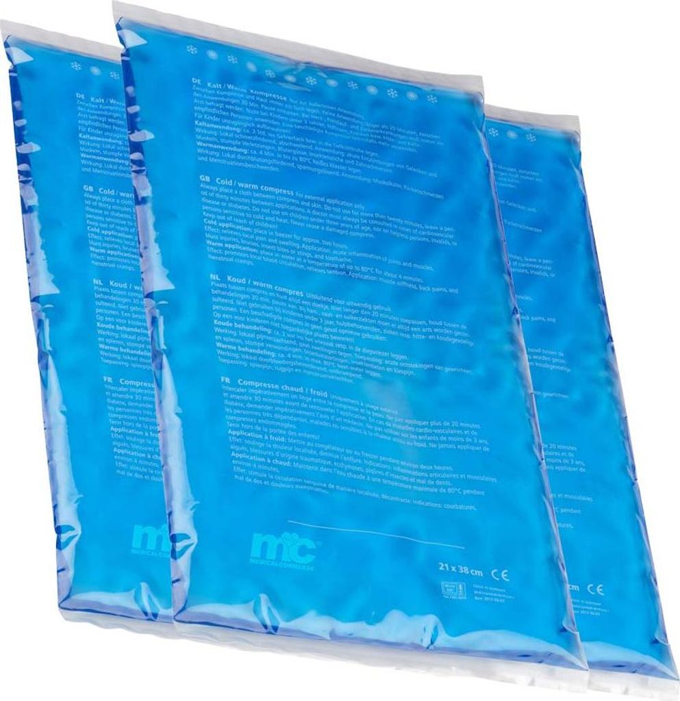 Kalt Warm Kompresse, Gel, Mikrowellen geeignet, 21x38 cm, 3 St.