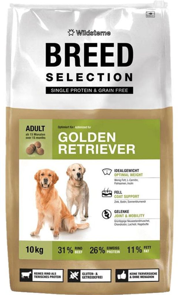 Wildsterne Breed Golden Retriever | Alleinfutter für Golden Retriever ab dem 15. Lebensmonat | von Tierärzten entwickelt | 10 kg