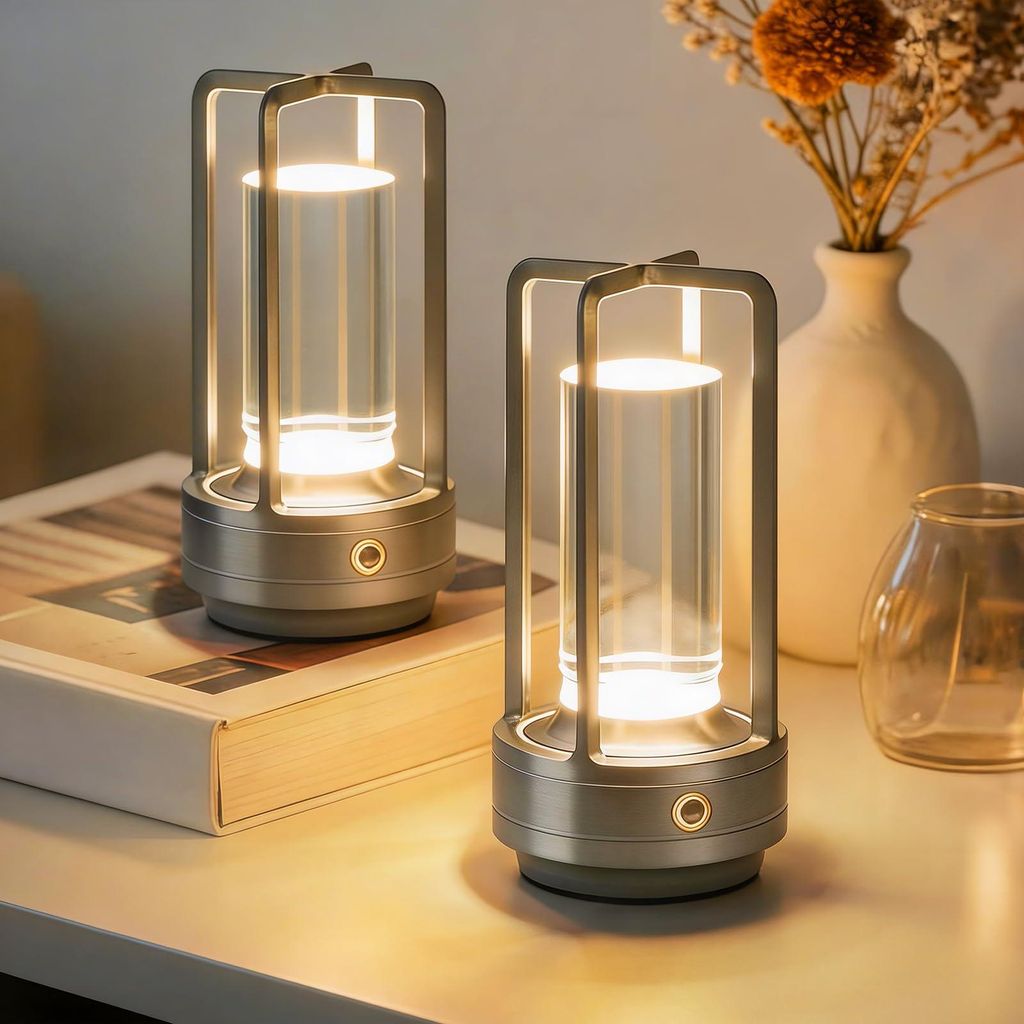 2er Set Akku Tischlampe Kabellos LED Metall Tischleuchte, 3 Produktbild 