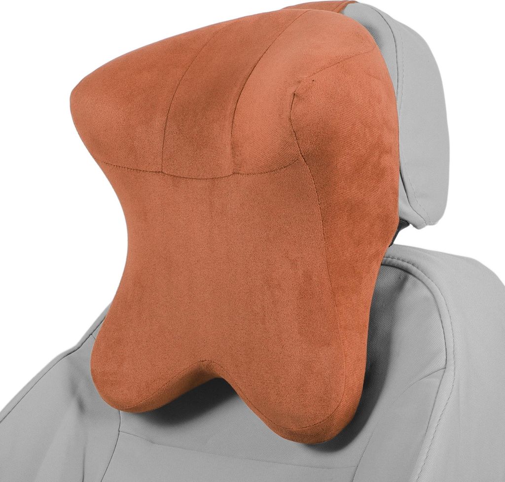 Autokopfkissen Ergonomisch Bequemes Nackenstützkissen Wildleder Und Memory Schaum Verstellbare Breite Orange 1 Stück Für Fahrten Reisen