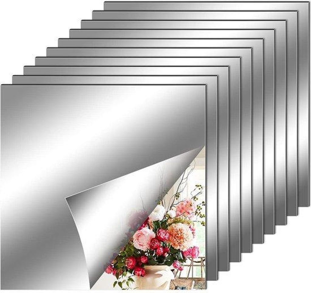 20er Set selbstklebende Spiegel-Mauer-Sticker, Wand-Sticker, Mauerbehandlung, Spiegel-Wand-Decor, selbstklebende Spiegel-Decor, 20x20 cm