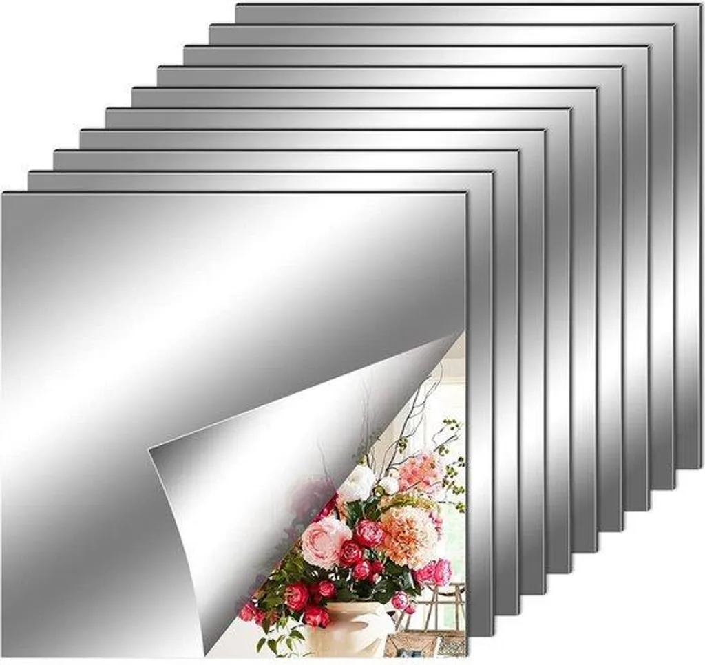 Miroir mural à coller lot de 20 stickers pour agrandir votre salon