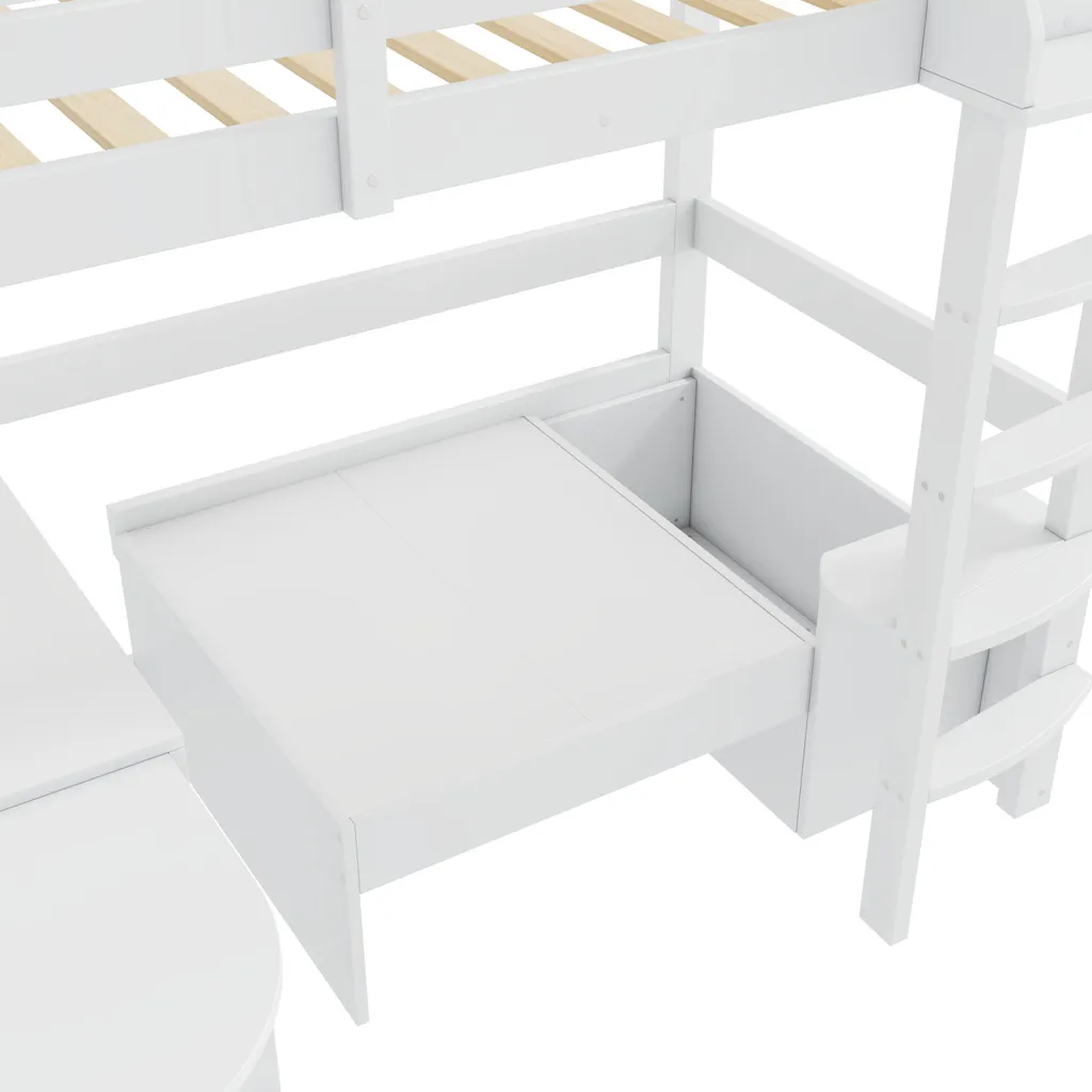 Lit combiné enfant 90x200 cm idéal pour petite chambre blanche - 11