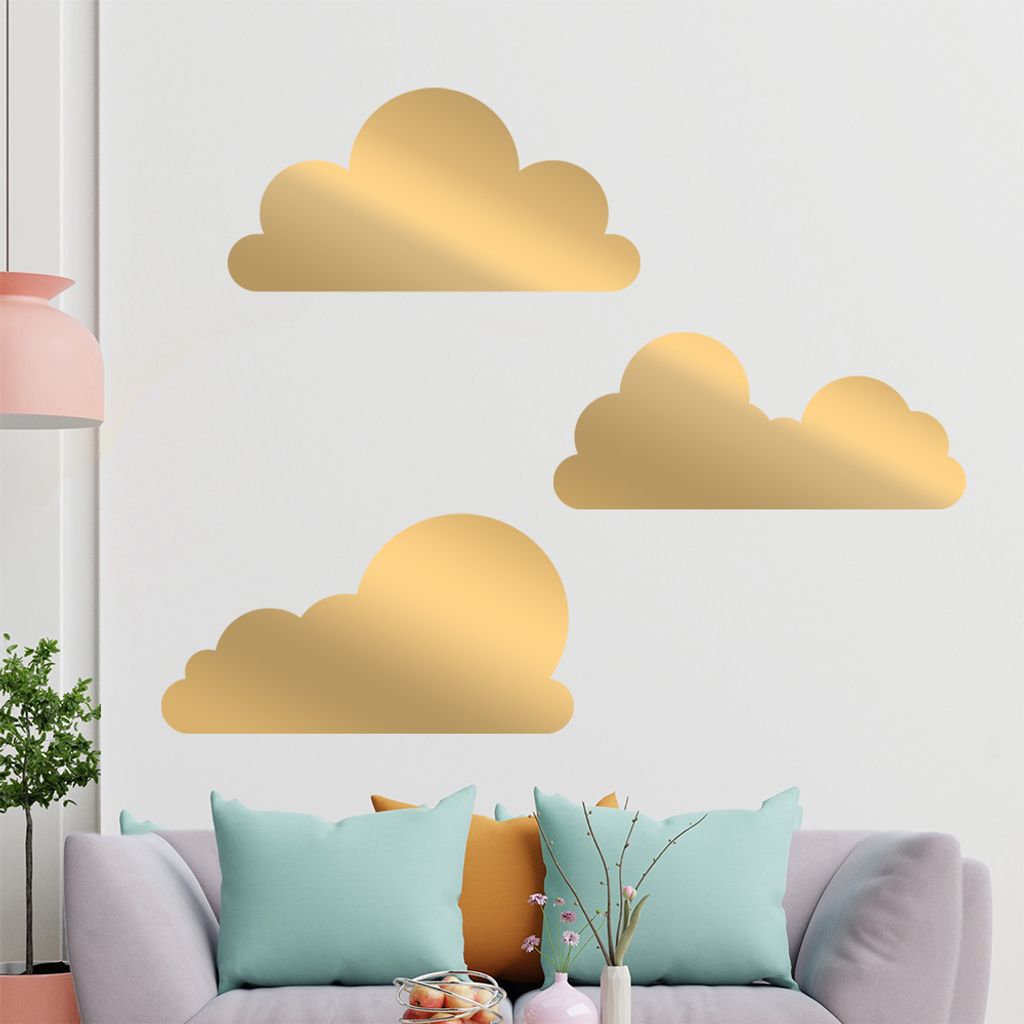 KIWISTAR Wolken Set frei plazierbar Wandtattoo in 6 Größen - Wandaufkleber Wall Sticker - Dekoration, Küche, Wohnzimmer, Schlafzimmer, Badezimmer