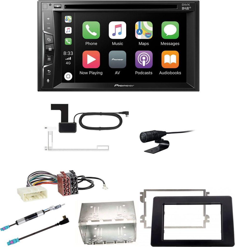 Pioneer AVH-Z3200DAB Bluetooth CarPlay DAB+ Einbauset für Opel Movano ab 2019