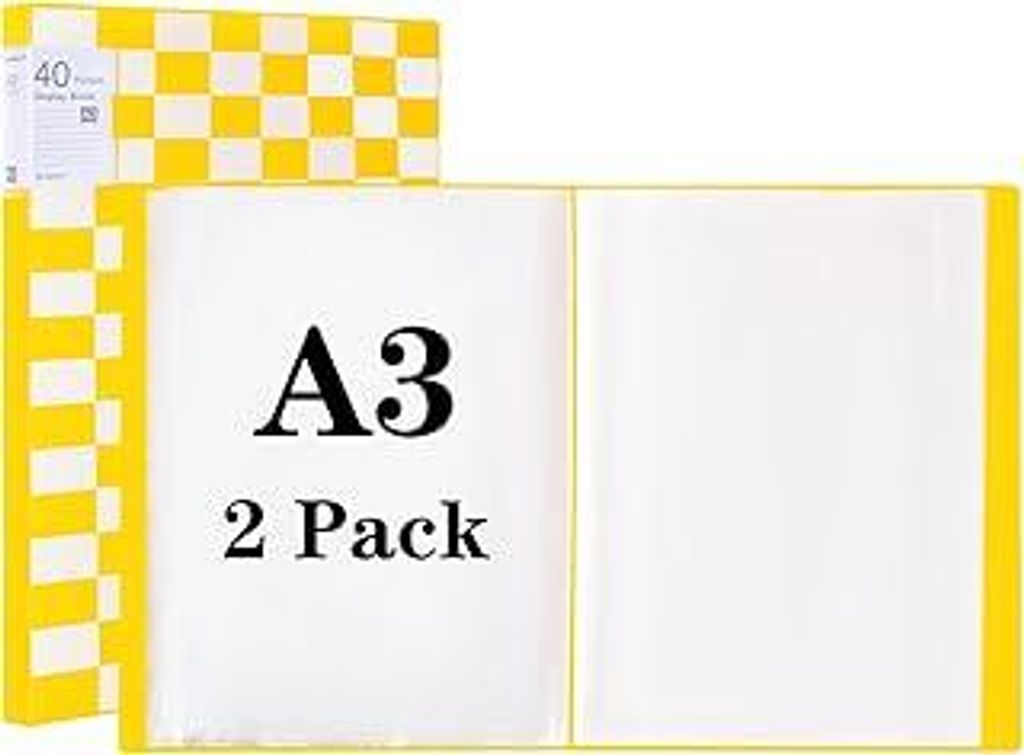 40 Taschen A3 Päsentationsdisplay Buch (2 Stück) A3 Sichtbuch Kunststoff Portfoliobuch Präsentationsbuch mit 40 Klarsichthüllen für Portfolios...