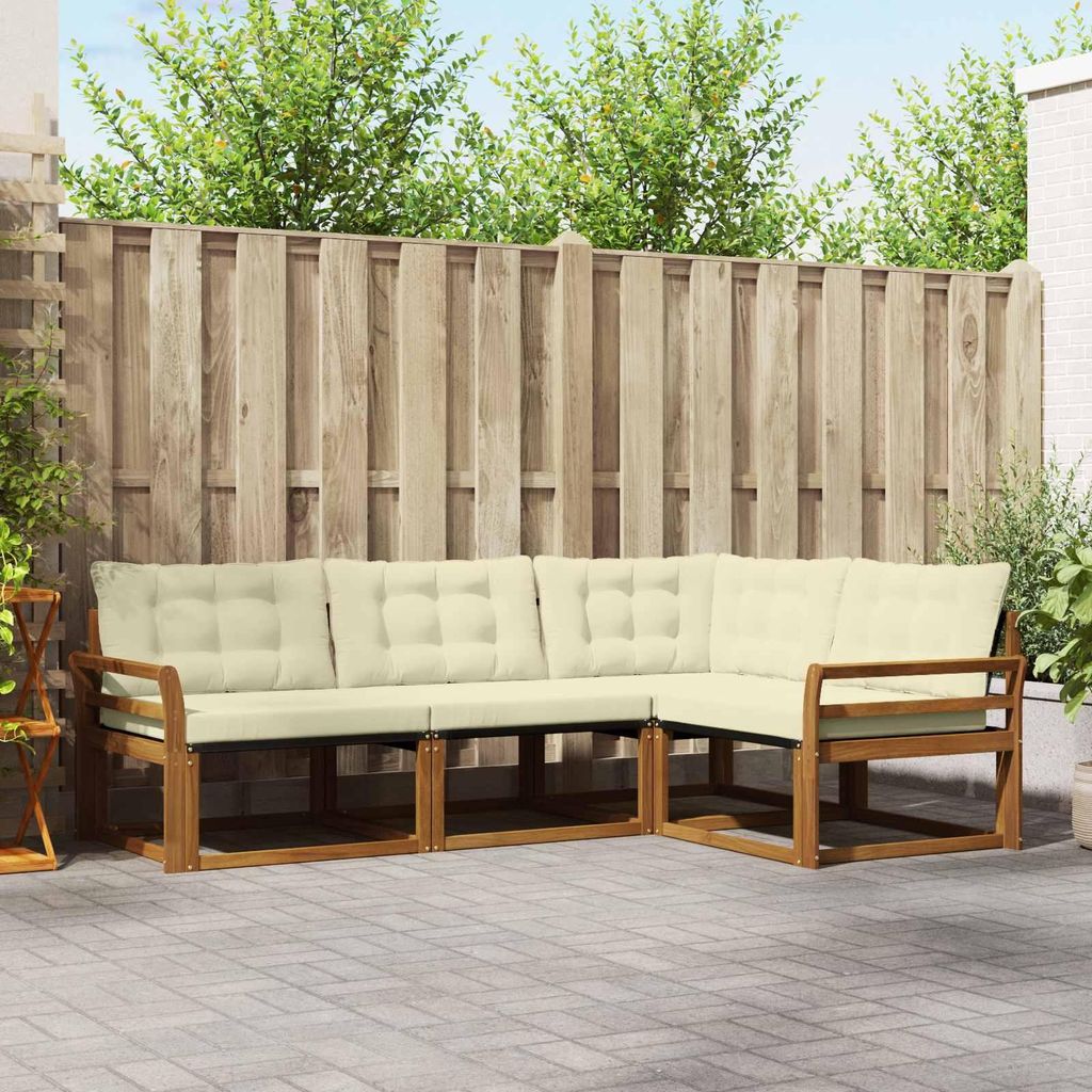 "Neues Produkt" Outdoor-Sofagarnitur ANTI-UV - CLORIS - mit Kissen - 4 pcs - Natur und Creme - Modern Gartensofas V764