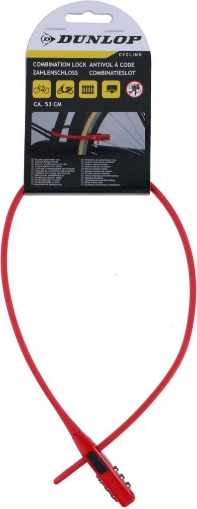 Cinghia combinata per lucchetto da bicicletta Dunlop, rosso Immagine del prodotto 