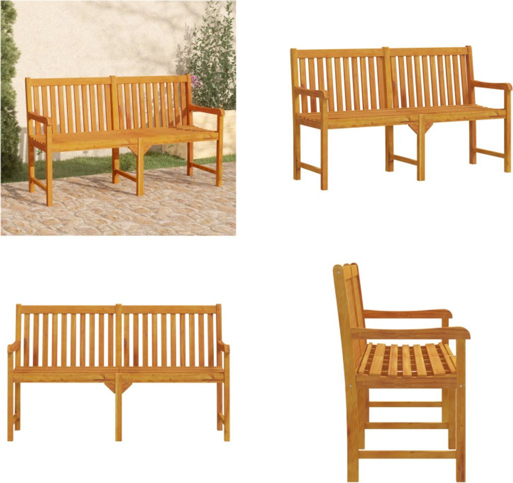 vidaXL Gartenbank 150 cm Massivholz Akazie - Gartenbank - Gartenbänke - Holzbank - Terrassenbank