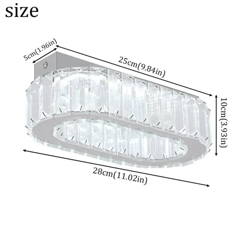 Lustre LED interchangeable en cristal K9 haute brillance - Format 25cm - 2