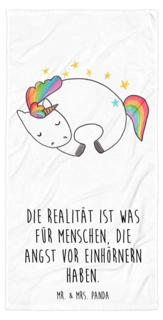 Mr. & Mrs. Panda Strandtuch Einhorn Nacht - Weiß - Geschenk, Großes Handtuch, Menschen, Badehandtuch, Unicorn, Einhörner, Traum, Duschtuch, frot...