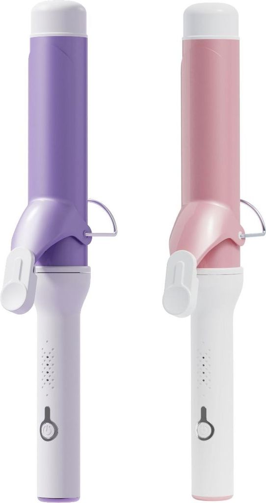 INF 40mm Lockenstab für koreanische Wellen - Langer Stab, Einstellbare Hitze Rosa