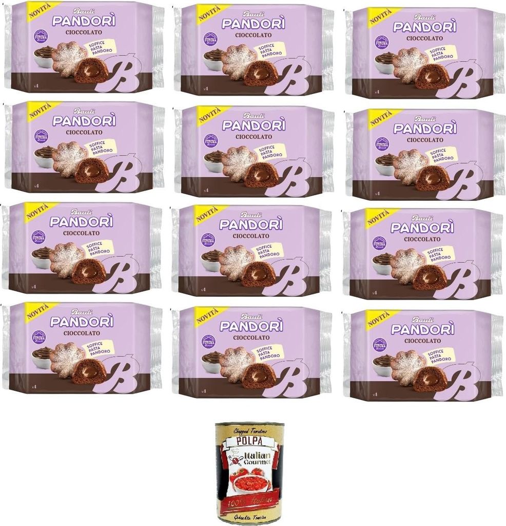 Bauli Pandori' Cioccolato,Pandorì-Schokolade weiche Pasta Pandoro, Spezialität des italienischen Gebäcks, traditionelle Pandoro-Art 12x 178gr + ...