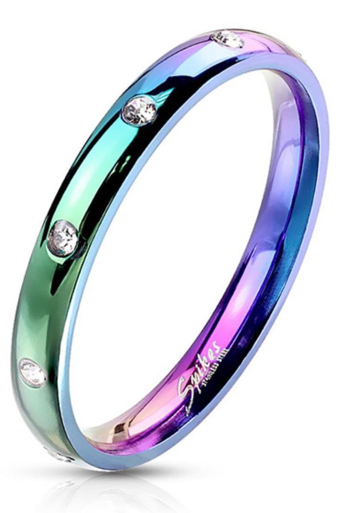 Damen Ring Zirkonia Regenbogen aus Edelstahl 60 (19.1 mm Ø) Produktbild 