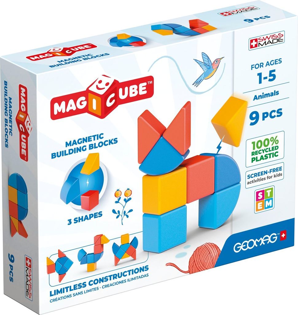 Geomag magnetisches Spielzeug Magicube Tierformen recycelt 9 Stck