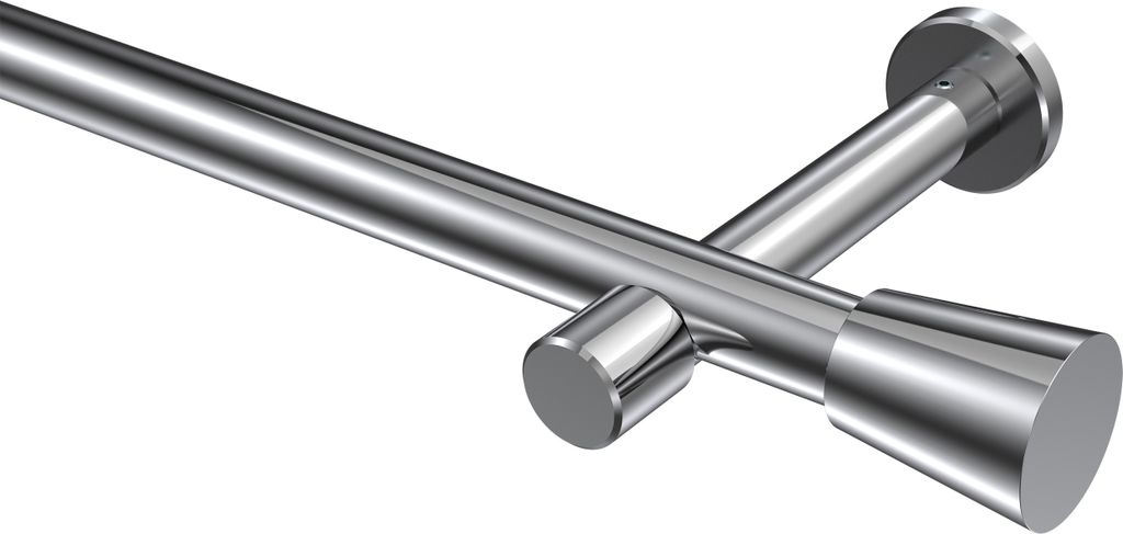Interdeco Gardinenstange / Vorhangstange Chrom, Typ Prestige Sitra (Konus) ohne Ringe, 20 mm Ø 1-läufig, 540 cm