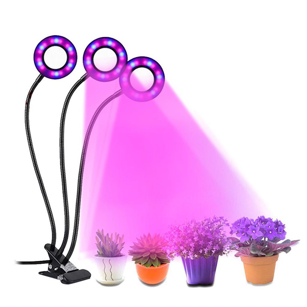 LED Pflanzenlampe 3 Kopf Pflanzenleuchte Vollspektrum Light Lamp Gemüse 30W DE 