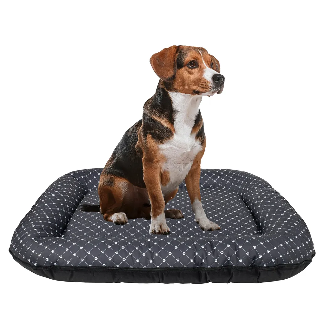 Cuccia per cani - Tappetino per cani impermeabile e lavabile in Codura | In & Outdoor per cani di taglia media e grande | Colore: Nero/Modello: Zampa, Misura L: 95 x 75