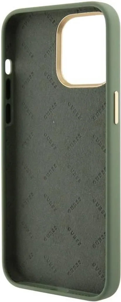 Custodia in silicone Guess con logo strass 4G per iPhone 15 Pro