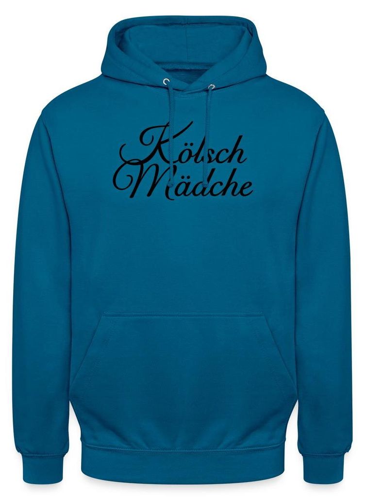 Spreadshirt Kölsch Mädche Schriftzug Karneval Uni Hoodie, S, Tiefseeblau