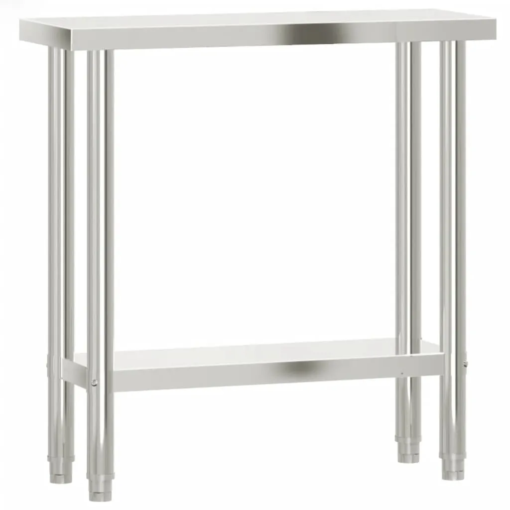 Table de préparation de cuisine en inox avec étagère 82,5x30x85 cm
