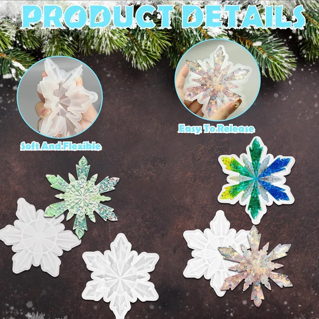 Stampo In Silicone Per Cioccolato E Dolci A Forma Di Fiocco Di Neve – 9 Cavità, Uso Alimentare, Adatto Per Forno, Microonde, Lavastoviglie, Per Decorazioni Natalizie Fai Da Te - 5