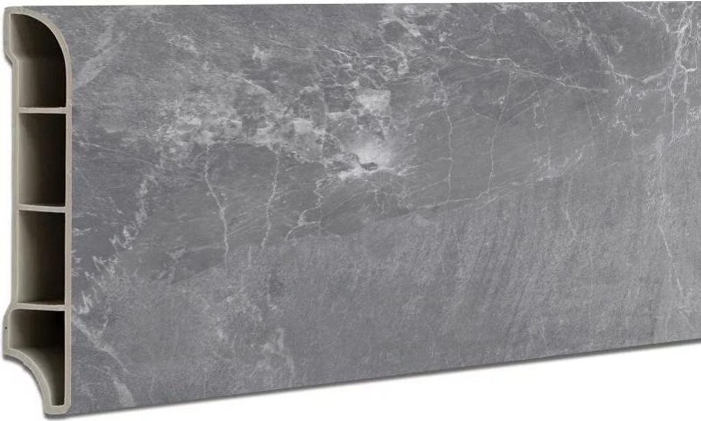 Leziter Vinyl SPC-Bodenkanten Fjord marmoriert dunkelgrau 2400x60x12 mm