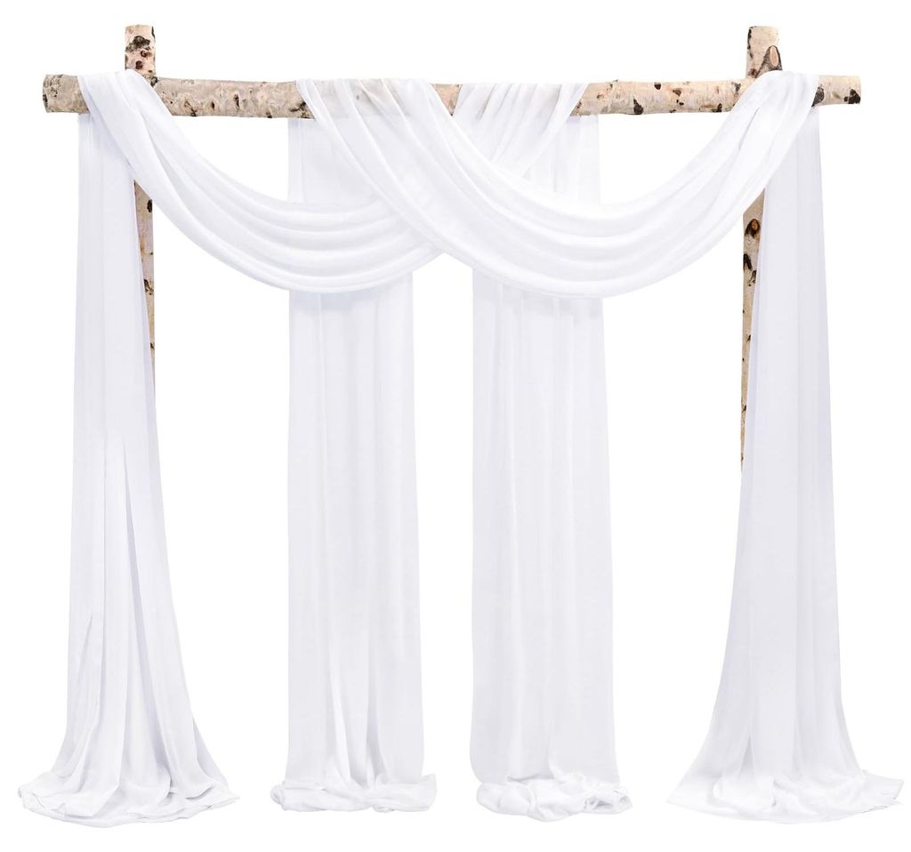 Huwelijks Draperingsstof 2 Paneelen 73 x 610cm Wit Chiffon Productafbeelding 